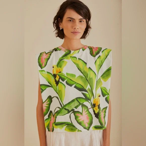 FARM Rio Off-White Summer Foliage T-Shirt - Picture 11 of 15